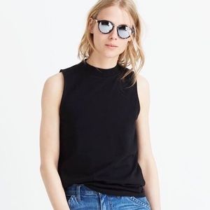 NWOT // Madewell Black Mock Neck Tank with Zip